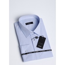Salve Erkek %100 Pamuk Slim Fit Armürlü Klasik Mavi Gömlek 22121