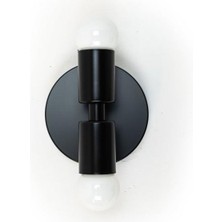 Mylights Mat Siyah  Ikili E 27 Duylu Aplik Duvar Lambası Yukarı Aşağı