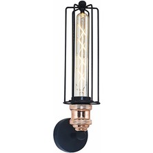 Mylights  Retro Rustik Siyah Bakır Mafsalı Aplik  Kafes Aplik