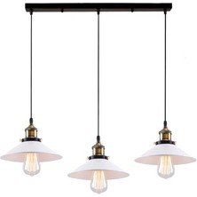 Dylight Retro Metal Beyaz Üçlü Sarkıt Avize GENIŞLIK:60CM