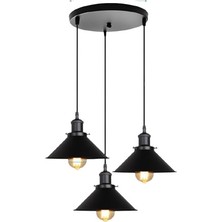 Dylight Retro Metal Siyah Üçlü Sarkıt Avize ÇAP:30CM