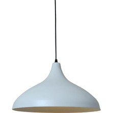 Dylight Retro Metal Dekoratif Rustik Kafe Mutfak Aydınlatma Beyaz Içi Beyaz Sarkıt Avize Çap:35 cm