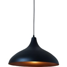 Dylight Retro Metal Dekoratif Rustik Kafe Mutfak Aydınlatma Siyah Içi Bakır Sarkıt Avize Çap:35 cm