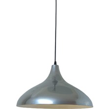Dylight Retro Metal Dekoratif Rustik Kafe Mutfak Aydınlatma Krom Içi Beyaz Sarkıt Avize Çap:35 cm