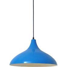 Dylight Retro Metal Dekoratif Rustik Kafe Mutfak Aydınlatma Mavi Içi Beyaz Sarkıt Avize Çap:35 cm