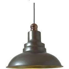 Dylight Retro Metal Sedefli Kahve Bakır Duylu Dekoratif Rustik Metal Sarkıt Avize Çap:30 cm