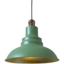Dylight Retro Metal Mat Su Yeşili Bakır Duylu Dekoratif Rustik Metal Sarkıt Avize Çap:30 cm