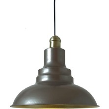 Dylight Retro Metal Sedefli Kahve Eskitme Duylu Dekoratif Rustik Metal Sarkıt Avize Çap:30 cm