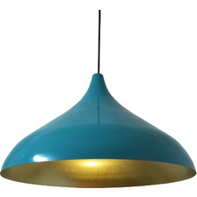 Dylight Retro Metal Turkuaz Mavi Dekoratif Rustik Metal Sarkıt Avize Çap:43 cm