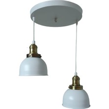 Dylight Retro Metal Beyaz 2 Li Eskitme Duylu Dekoratif Rustik Sarkıt Avize Çap :30 cm