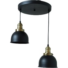 Dylight Retro Metal 2 Li Eskitme  Duylu Dekoratif Rustik Sarkıt Avize Çap :30 cm