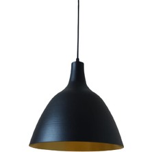 Retro Metal Dekoratif Siyah Içi Gold Tekli Sarkıt Avize Çap:28 cm