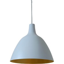 Retro Metal Dekoratif Beyaz Içi Gold Tekli Sarkıt Avize Çap:28 cm