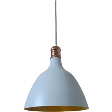 Retro Metal Dekoratif Beyaz Içi Gold Bakır Duylu Tekli Sarkıt Avize Çap:28 cm