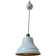Dylight Retro Metal Eskitme Duylu Beyaz Içi Gold Tekli Sarkıt Avize Çap.27 cm