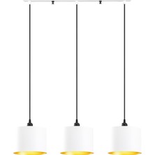 Retro Metal Rustik Dekoratif 3 Lü Masa Üstü Sıralı Sarkıt Avize Genişlik 60 cm