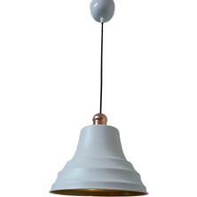 Dylight Retro Metal Bakır Duylu Beyaz Içi Gold Tekli Sarkıt Avize Çap.27 cm