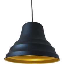 Dylight Retro Metal Dekoratif Sarkıt Avize Siyah Içi Gold Çap:27 cm
