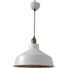 Retro Metal Dekoratif Beyaz Içi Gold Eskitme Duylu Tekli Sarkıt Avize Çap:30 cm