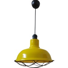 Dylight Retro Metal Sarı Kafesli Dekoratif Tekli Kafe Mutfak Aydınlatma Avize Çap:30 cm