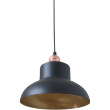 Dylight Retro Metal Dekoratif Siyah Içi Gold Tekli Sarkıt Avize Çap:25 cm