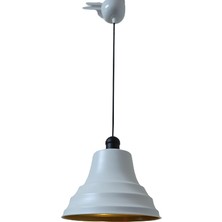 Dylight Retro Metal Siyah Duylu Beyaz Içi Gold Tekli Sarkıt Avize Çap.27 cm