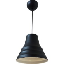 Dylight Retro Metal Dekoratif Siyah Içi Beyaz Cafe Mutfak Tekli Sarkıt Aydınlatma Çap:23 cm