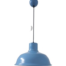 Retro Metal Mavi Dekoratif Tekli Kafe Mutfak Çocuk Odası Sarkıt Avize Çap:30 cm