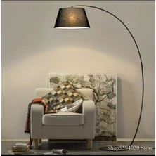 Retro Metal Dekoratif Rustik Siyah C Kol Başlık Köşe Lambası Lambader Başlık Çap:40 cm