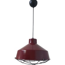 Retro Metal Bordo  Dekoratif Kafesli Tekli Sarkıt Kafe Mutfak Aydınlatma Çap:30 cm