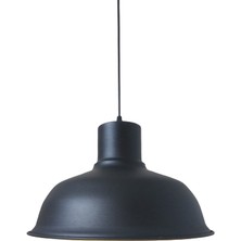 Retro Metal Siyah Dekoratif Siyah Içi Siyah Kafe Mutfak Avize Çap:30 cm