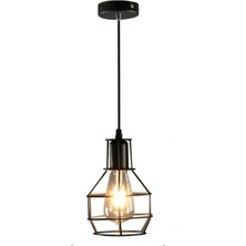 Retro Metal Kafesli Dekoratif Tekli Rustik Sarkıt Avize