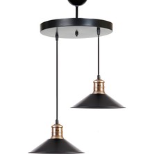 Dylight Retro Metal Siyah 2 Li Dekoratif Sarkıt Avize