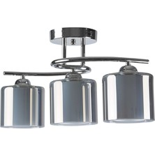 Modern Krom Füme Çift Camlı Dekoratif 3 Lü Sarkıt Avize