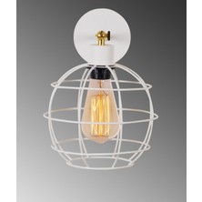 Dylight Retro Metal Kafesli Beyaz Mafsallı Dekoratif Rustik Duvar Aplik