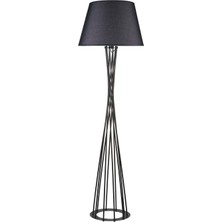 Retro Metal Dekoratif Siyah Köşe Lambası Lambader Başlık Çap:45 cm