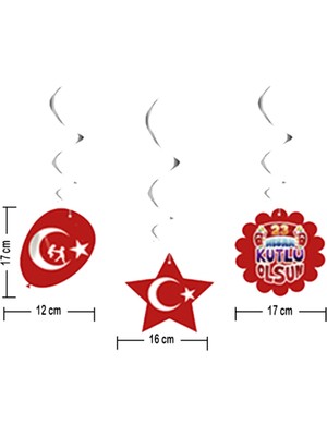 Süsle Bebek ve Parti 23 Nisan Kutlu Olsun 6'lı Tavan Süsü