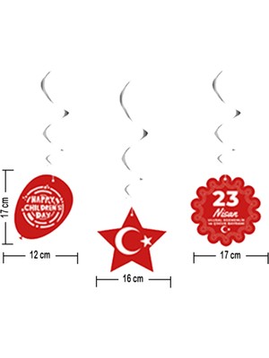 Süsle Bebek ve Parti En Güzel Bayram 23 Nisan Kutlu Olsun 6'lı Tavan Süsü