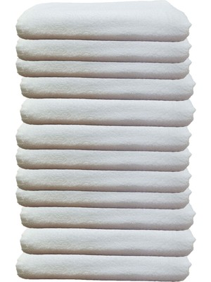 Mira Home 12LI Paket Boya Tutmayan Mikrofiber El Yüz Spor Kuaför Havlusu 50X90 Cm-Beyaz