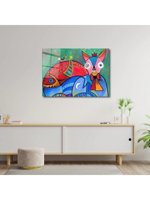 Art of Wall Artofwalldesign ''kedi Renkleri Kübizm'' Cam Tablo Uv