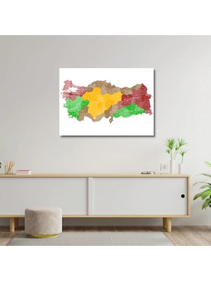 Art of Wall Artofwalldesign ''detaylı Harita Türkiye'' Cam Tablo Uv