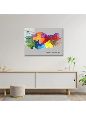 Art of Wall Artofwalldesign ''türkiye Siyasi Haritası'' Cam Tablo Uv