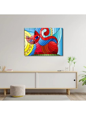 Art of Wall Artofwalldesign ''illüstrasyon Soyut Kırmızı'' Cam Tablo Uv