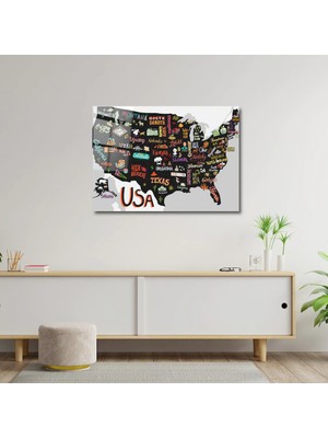 Art of Wall Artofwalldesign ''resimli Harita'' Cam Tablo Uv