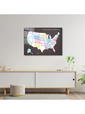 Art of Wall Artofwalldesign ''harita Amerika'' Cam Tablo Uv