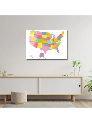 Art of Wall Artofwalldesign ''abd Haritası'' Cam Tablo Uv