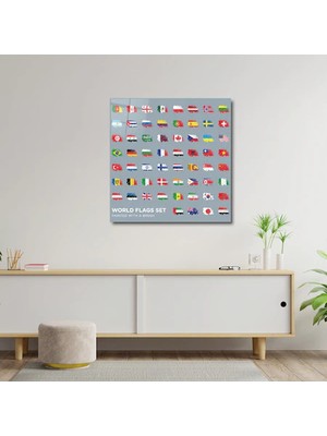 Art of Wall Artofwalldesign ''dünya Bayrakları'' Cam Tablo Uv