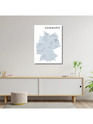 Art of Wall Artofwalldesign ''almanya Gri Siyasi Harita'' Cam Tablo Uv