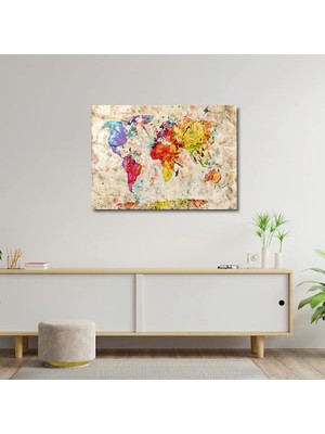 Art of Wall Artofwalldesign ''vintage Dünya Haritası'' Cam Tablo Uv