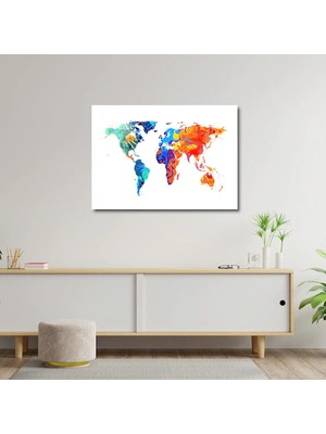 Art of Wall Artofwalldesign ''siluet Dünya Haritası'' Cam Tablo Uv